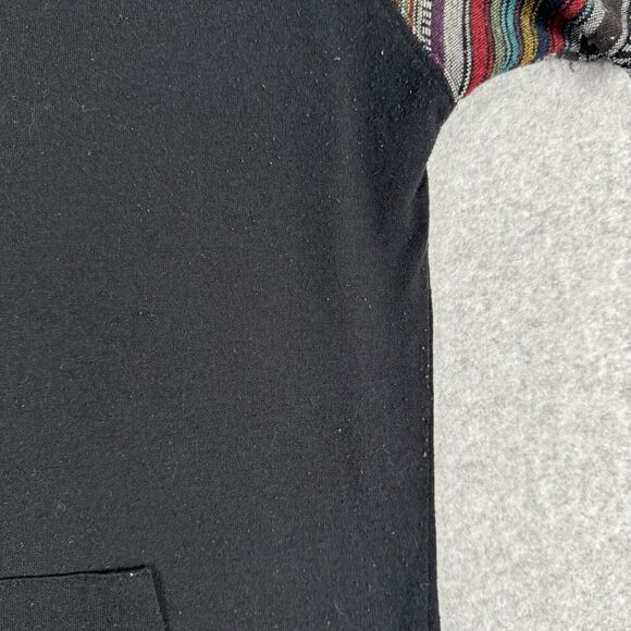 Beautiful Giant Hoodie Mens Medium Black Muti Pullover Aztec Print Short Sleeve - Picture 4 of 13